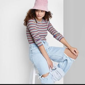 Striped Long Sleeve Crop Top